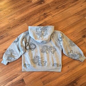 UK GIRL Gray Hoodie with Dragon Print